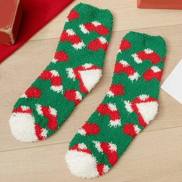 Aloohaidyvio Womens Christmas Fuzzy Socks Winter Warm Cozy Socks Soft Fluffy Athletic Socks for Women