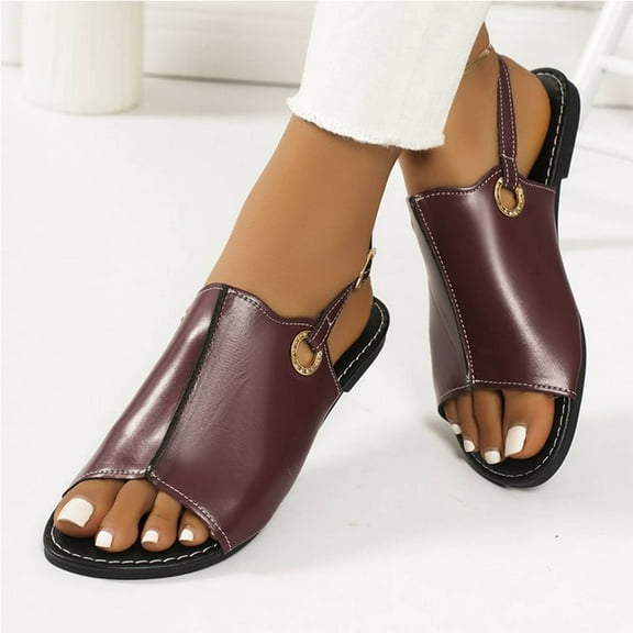 Aloohaidyvio Womens Dressy Summer Flat Sandals Comfortable Beach Cute Ladies Slides 2025 Leather Casual Dress Sandals