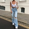 thumbnail image 1 of Aloohaidyvio Womens Jeans on under 10$,Ladies Jeans on Spring Denim Button Zipper Solid High Waist Pockets Jeans,Jeans for Women Stretch, 1 of 6