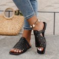 thumbnail image 1 of Aloohaidyvio Womens Leather Sandals Square Open Toe Fashion Slide Sandals Women Dressy 2025 Summer Flat Beach Sandals, 1 of 7