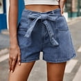 thumbnail image 1 of Aloohaidyvio Womens Lightweight Denim Shorts Casual Baggy Trendy Short Pants Elastic Waist High Waisted Comfy Ripped Jeans Shorts, 1 of 6