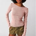 thumbnail image 1 of Aloohaidyvio Womens Long Sleeve Crewneck T-Shirt Basic Solid Slim Fit Cotton Tops Pink M, 1 of 6