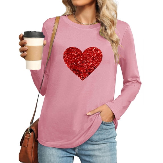 Aloohaidyvio Womens Lover Heart Graphic Long Sleeve Shirt Valentines Day Funny Couple Matching Casual Gift Tee Tops