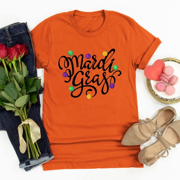 Aloohaidyvio Womens Mardi Gras Jersey,Womens Mardi Gras Shirts Crewneck Printed Short Sleeve Loose T-shirt,Clearance Sale Clothing