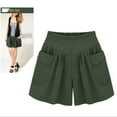thumbnail image 1 of Aloohaidyvio Womens Pants,Womens Shorts Solid Color Casual Wide Leg Ruffle Loose High Waist Pants, 1 of 3