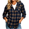 thumbnail image 1 of Aloohaidyvio Womens Plaid Flannel Jacket Fall Lightweight Soft Long Sleeve Casual Button Down Hooded Jackets, 1 of 5