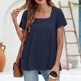 thumbnail image 1 of Aloohaidyvio Womens Plus Size Summer Shirt Casual Square Neck Petal Short Sleeve Tunic Top Blouse, 1 of 5