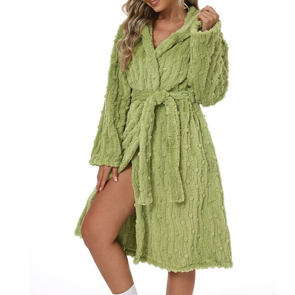 Aloohaidyvio Womens Plush Fleece Robe,Cozy Warm Bathrobe Fuzzy Female Spa Robe
