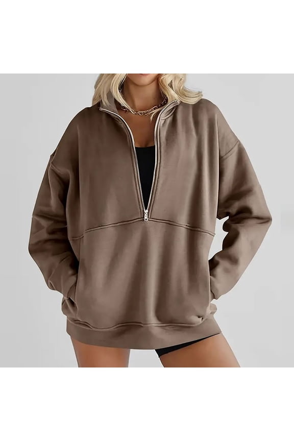 Womens Quarter Zip Long Sleeve Cropped Sweatshirt Fall Casual Half Zip Pullover Tops With Pockets 2024 Winter Clothes