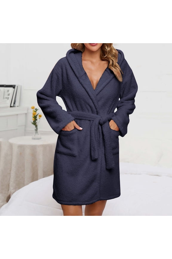 Womens Robe Fleece Plush Soft,Fluffy Fuzzy Cozy Warm Bathrobe,Shower Spa House Short Robe for Women