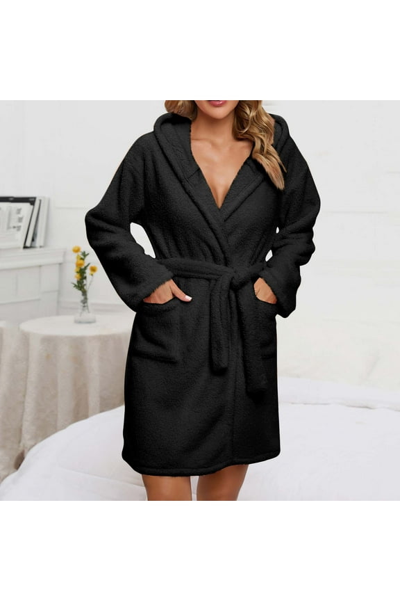 Womens Robe Fleece Plush Soft,Fluffy Fuzzy Cozy Warm Bathrobe,Shower Spa House Short Robe for Women