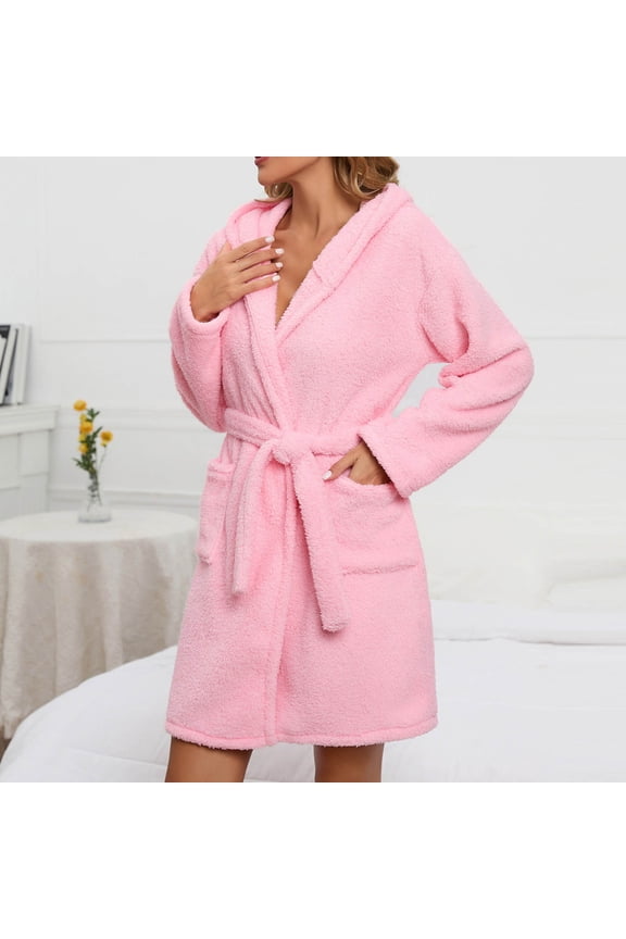 Womens Robe Fleece Plush Soft,Fluffy Fuzzy Cozy Warm Lightweight Bathrobe,Shower Spa House Long Robe for Women
