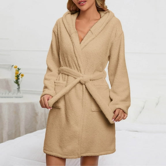 Aloohaidyvio Womens Robe Fleece Plush Soft,Fluffy Fuzzy Cozy Warm Lightweight Bathrobe,Shower Spa House Long Robe for Women