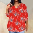 thumbnail image 1 of Aloohaidyvio Womens Shirts Dressy Casual,Women's Spring Summer Casual Plus Size V Neck 3/4 Sleeve Floral Printed T-Shirt Top L, 1 of 4