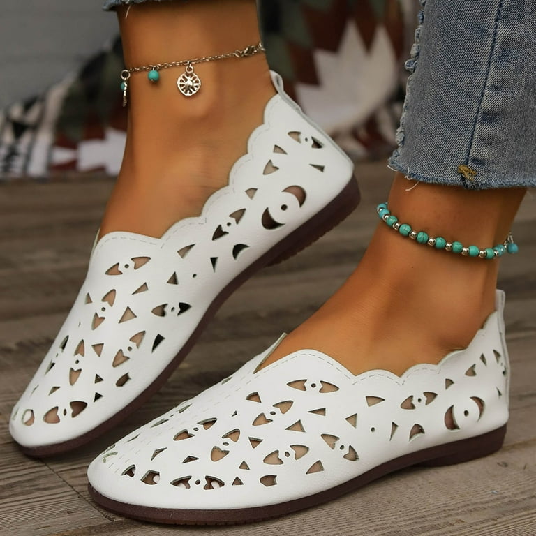 Aloohaidyvio Womens Summer Flat Sandals Dress Shoes Round Toe Slip