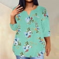 thumbnail image 1 of Aloohaidyvio Womens Summer Plus Size Tunic Tops 3/4 Sleeve Shirts V Neck Loose Casual Blouses 2024 New Floral Print T shirts 4XL, 1 of 4