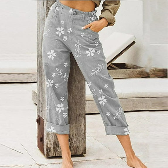 Aloohaidyvio Womens Sweatpants ,Women'S Printing Straight Leg All-Match Casual Pants 7-Point Pants Plus Size