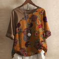 thumbnail image 1 of Aloohaidyvio Womens T-Shirts ,Womens Summer O-Neck Short 3/4 Sleeve Printed Loose Shirt Tops Blouse, 1 of 3