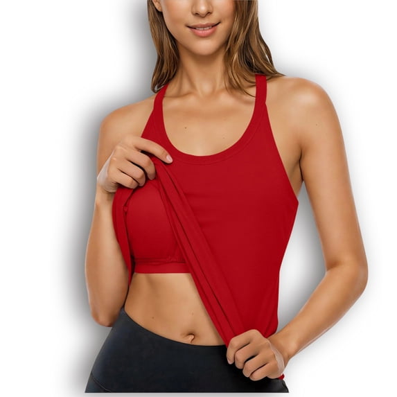 Aloohaidyvio Womens Tank Tops with Built in Bra,Summer Soft Racerback Slim Fitted Athletic Tank Tops