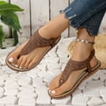thumbnail image 1 of Aloohaidyvio Womens Thong Flat Sandals T-Strap Sandals Slip On Gladiator Slide Sandals Summer Beach Flip Flop, 1 of 7