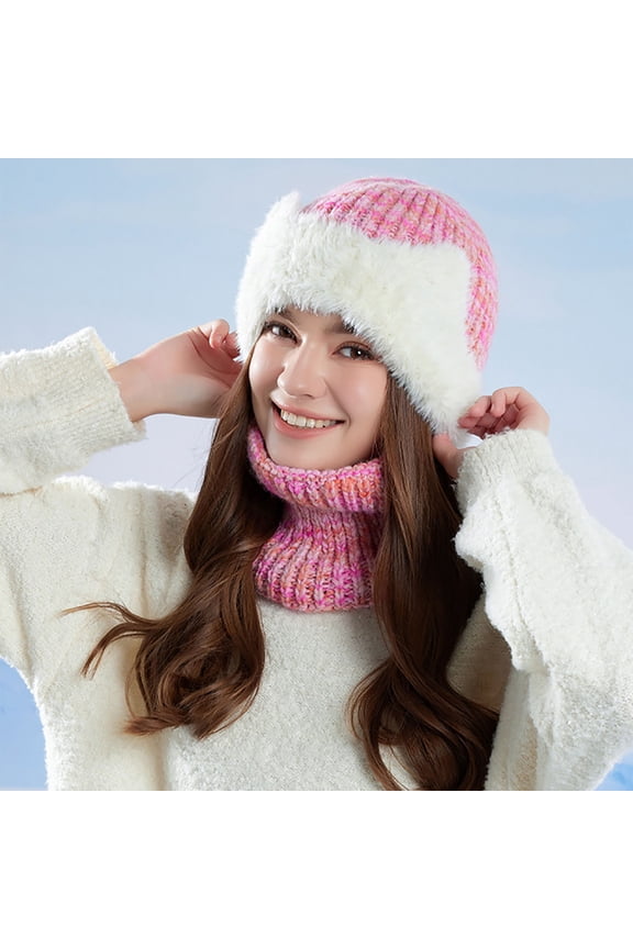 Womens Winter Beanie Hat Scarf Headband Set, Slouchy Beanie Warmer Knit Scarf Warm 2 Gift Set
