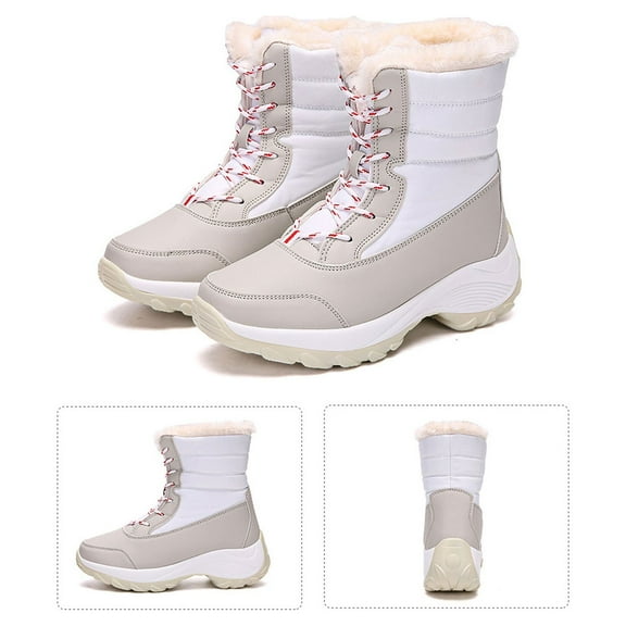 Aloohaidyvio Womens Winter Boots Warm Snow Boots Water-Resistant Anti-Slip Short Boots Lightweight Lace up