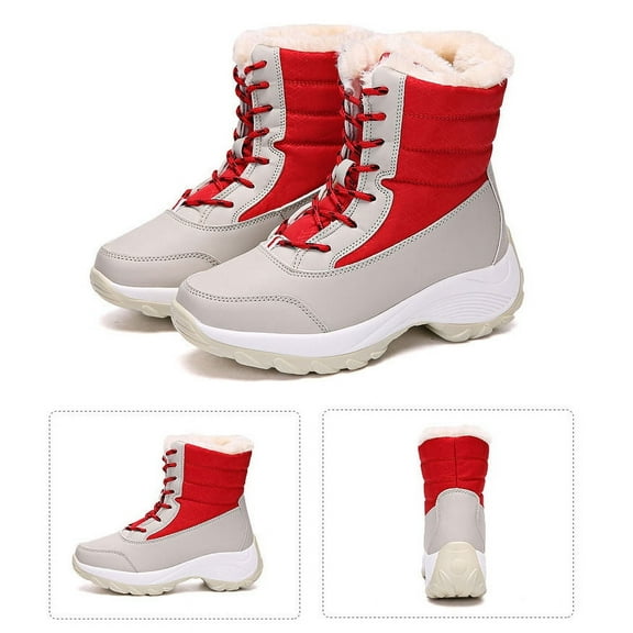 Aloohaidyvio Womens Winter Boots Warm Snow Boots Water-Resistant Anti-Slip Short Boots Lightweight Lace up
