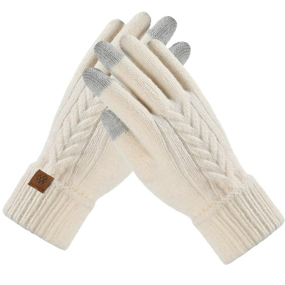 Aloohaidyvio Womens Winter Gloves, Warm Fleece Lined Winter Gloves, Touchscreen Gloves, Elastic Cuff Knit Wool Gloves for Women