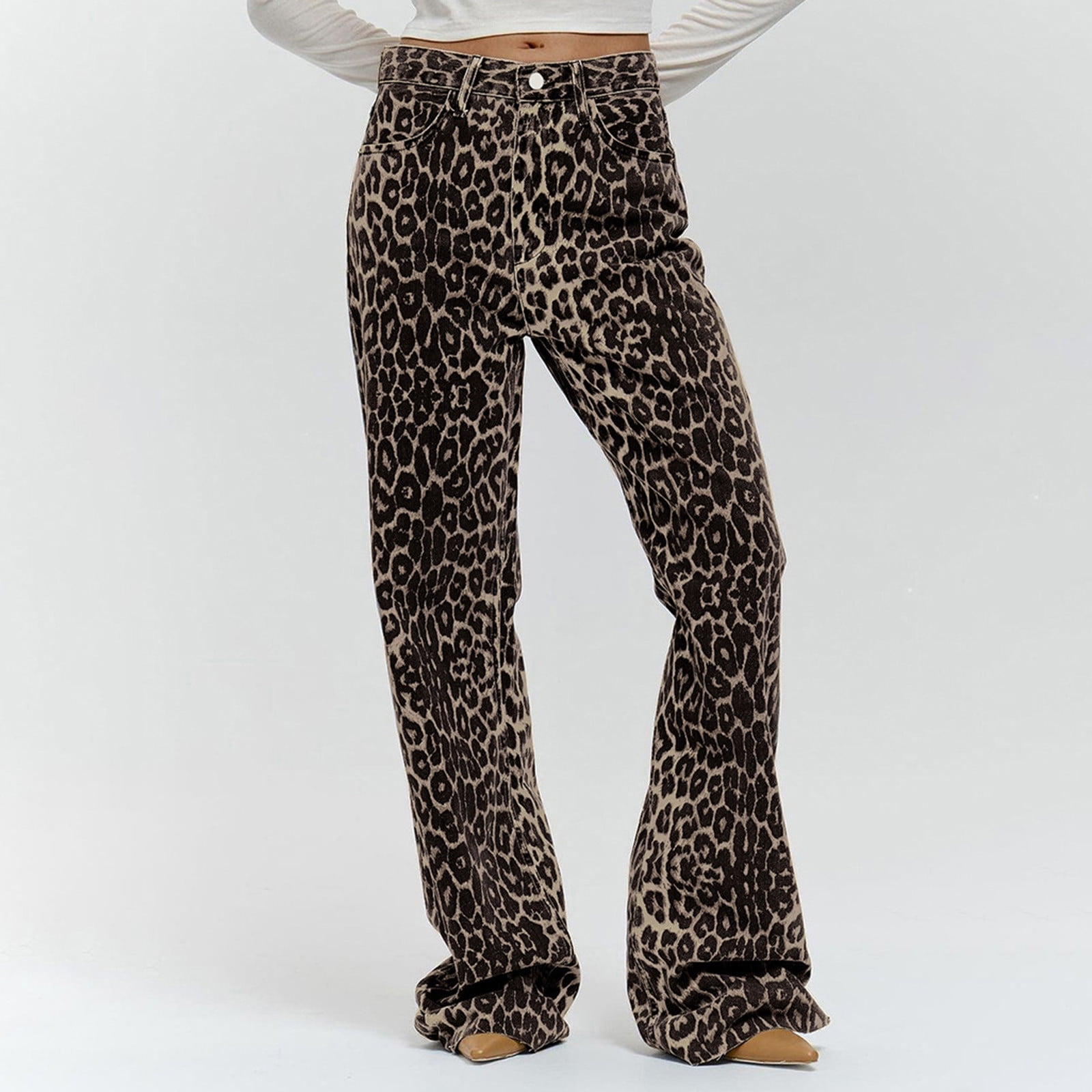 Aloohaidyvio Y2k Jeans Cheetah Print Jeans Oversized Wide Leg High ...