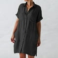 thumbnail image 1 of Aloohaidyvio fall dresses for women plus size,Womens Shirt Dress Casual Loose Turndown Collar Short Sleeve Dresses, 1 of 6
