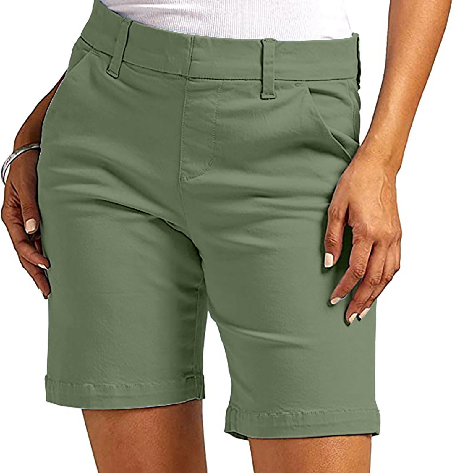 Aloohaidyvio formal Pants,Womens Stretch Twill Shorts Plus Size Thin Waist  Pull On Hiking Shorts 