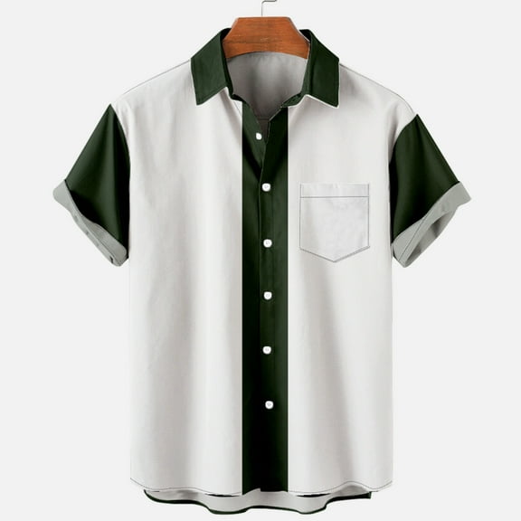 Aloohaidyvio hawaiian shirts for men 2xl,Mens Patchwork Turndown Collar Printing Short Sleeve Have Pockets Button Shirt Tops Blouse,Men's Shirts on