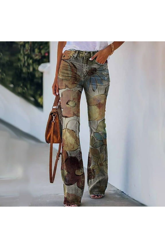 lightweight pants for women,Womens Elastic Waist Stretch Buttons Printing Thin Stretch Skinny Pants Trousers