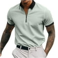 thumbnail image 1 of Aloohaidyvio men's summer shirts under $7,Mens Polo Shirt Solid Turndown Pullover Patchwork Zipper Short Sleeve Blouse,Mens Tops Short Sleeve, 1 of 1