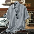 thumbnail image 1 of Aloohaidyvio no boundaries mens tops,Mens Solid Buttons Beach Pullover Stand-up Collar Short Sleeve Shirt Blouse,Mens Tops Short Sleeve, 1 of 6