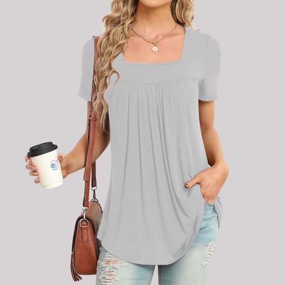 Aloohaidyvio short sleeve t shirts for women,Womens Fashion Tops Underwaist Comfortable Loose T-shirt Short Sleeve Blouse