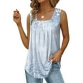 thumbnail image 1 of Aloohaidyvio sparkly tops for women,Womens Summer Casual Tank Tops Loose Fit Pleated Square Neck Sleeveless Shirts, 1 of 1