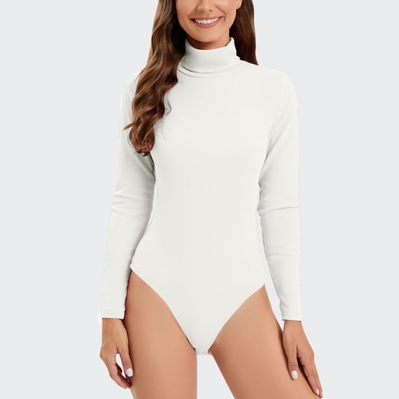 Aloohaidyvio Jumpsuits for Women Summer Dressy,Womens knit Mock Turtle Neck turtleneck base long sleeveTops Bodysuit Jumpsuit