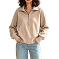 thumbnail image 1 of AloohaidyvioNo Boundaries Womens Half Zip Sweatshirt Soft Fleece Lined Long Sleeve Pullover, Fall Loose Casual Workout Lounge Quarter Zip Tops, 1 of 9