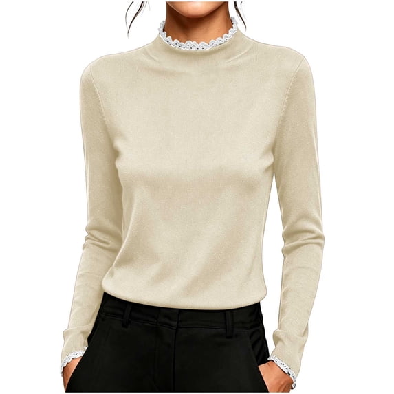 AloohaidyvioNo Boundaries Womens Long Sleeve Tops Crew Neck Slim Fit Tees Fall Soft Casual Stretchy Lace Shirts