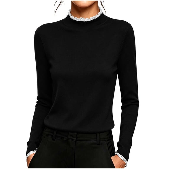 AloohaidyvioNo Boundaries Womens Long Sleeve Tops Crew Neck Slim Fit Tees Fall Soft Casual Stretchy Lace Shirts