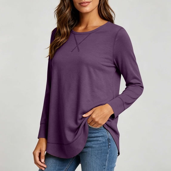 AloohaidyvioNo Boundaries Womens Long Sleeve Tops Lightweight Basic Tee Fall Soft Crewneck Shirts