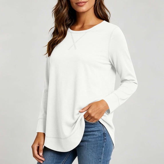 AloohaidyvioNo Boundaries Womens Long Sleeve Tops Lightweight Basic Tee Fall Soft Crewneck Shirts