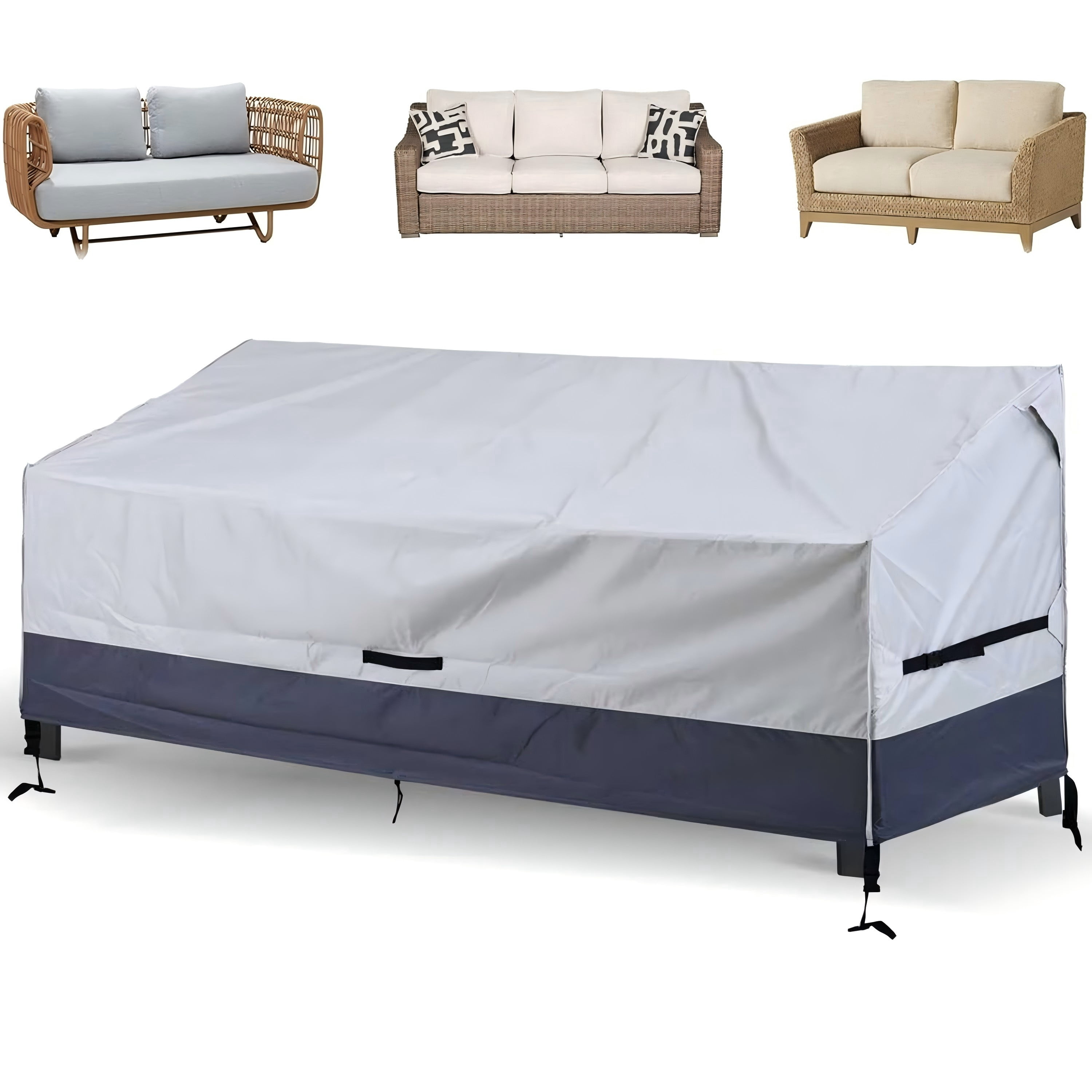 Outdoor Sofa Cover Waterproof Patio Bench Cover for 2 Seater Loveseat, 420D High Density Outside Furniture Cover with UV Silver Coating & Windproof Buckles (Gray-DarkGray, 70''x30''x31'')