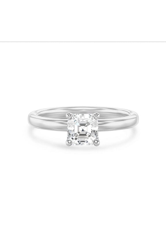1.7 Ct Diamond Engagement Ring - Asscher Cut Lab Created Diamond Ring for Women - 14K White Gold Over Diamond Ring - Proposal Ring for Her - Birthday Gift for Fiancee - Diamond Ring