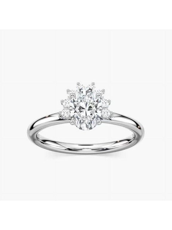 1.81 Ct Oval Cut Lab-Created Simulated Diamond Solitaire Engagement Ring 14K White Gold Plated Wedding Band