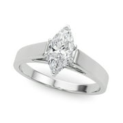 ALOR JEWEL 1.9 Ct Marquise Cut Lab Created Diamond Solitaire Engagement Ring - 14K White Gold Over Ring - Women Simple and Sleek Solo Stone Ring with Sparkling Diamond for Proposaland Wedding