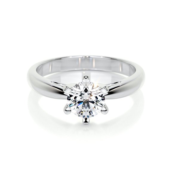 Alor Jewel 14K White Gold Plated Moissanite Ring - Brilliant 1.8 Ct Round Cut Moissanite Ring - Solitaire Moissanite Ring - Solo Moissanite Ring for Her - Solitaire Engagement Wedding Ring