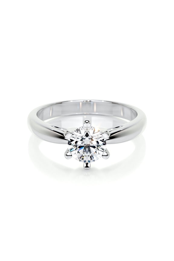 14K White Gold Plated Moissanite Ring - Brilliant 1.8 Ct Round Cut Moissanite Ring - Solitaire Moissanite Ring - Solo Moissanite Ring for Her - Solitaire Engagement Wedding Ring