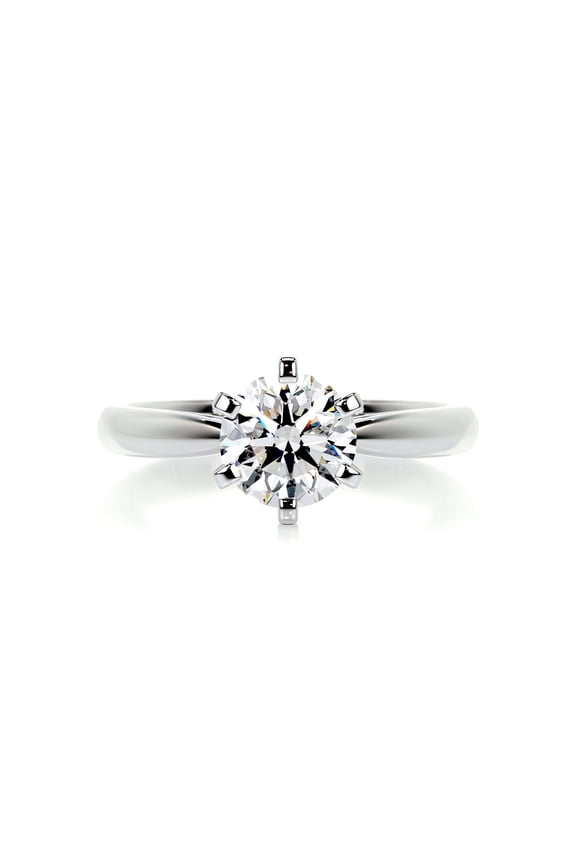 14K White Gold Plated Moissanite Ring - Brilliant 1.9 Ct Round Cut Moissanite Ring - Solitaire Moissanite Ring - Solo Moissanite Ring for Her - Solitaire Engagement Wedding Ring